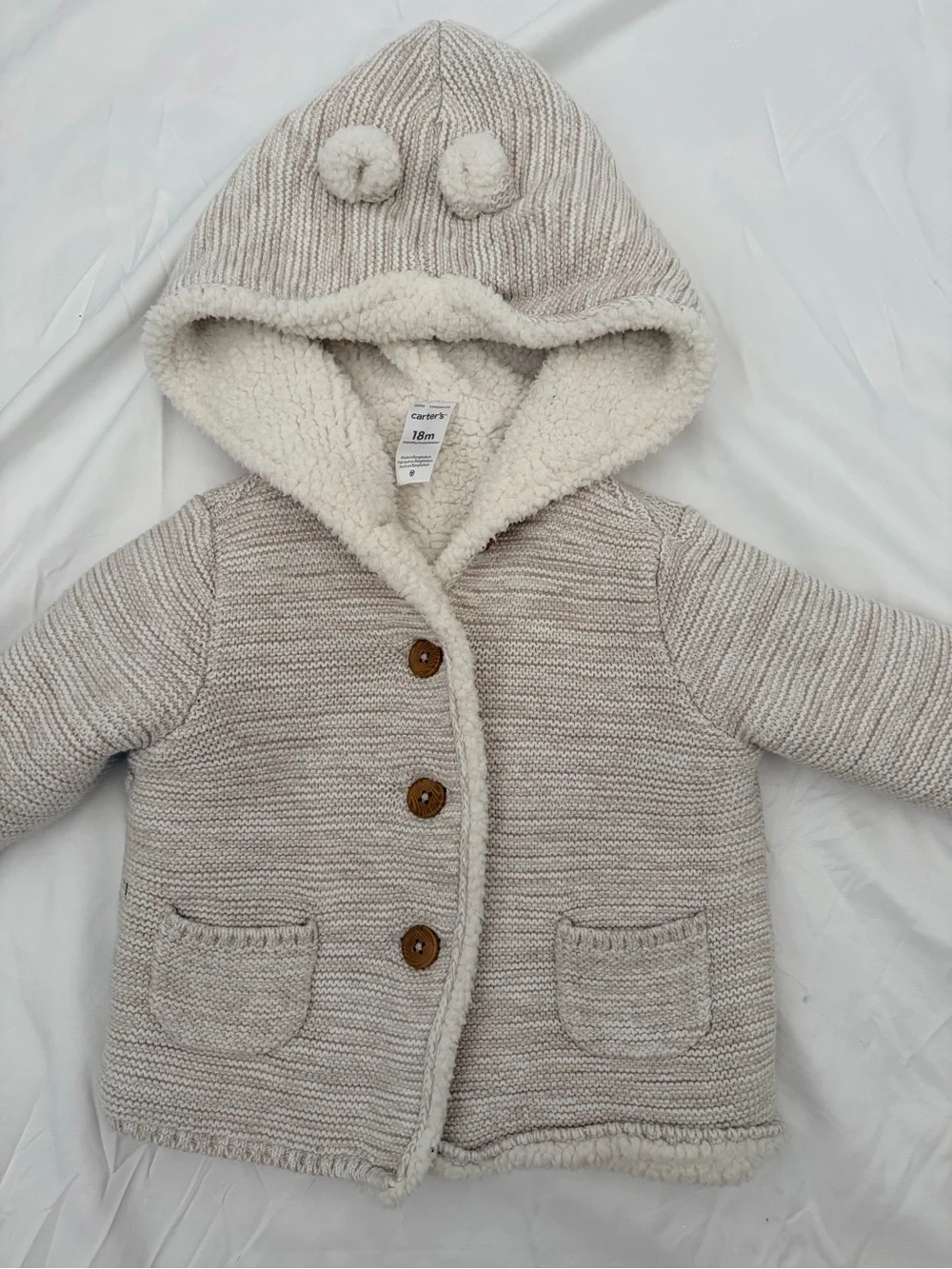 Carter's Cream Sherpa-Lined Knit Sweater